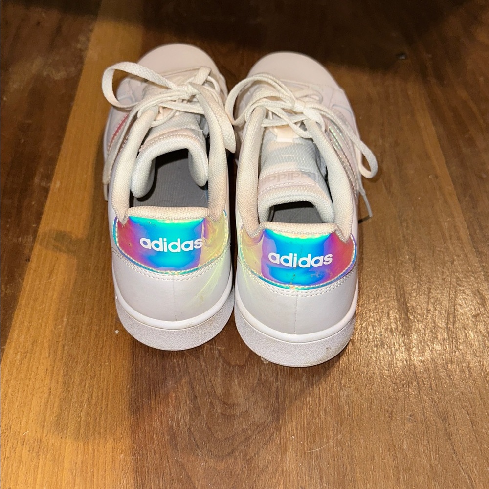 Adidas Grand Court White Shoes with Iridescent Stripes Women’s 9 - Picture 4 of 5